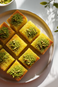 Revani with Pistachio Filling