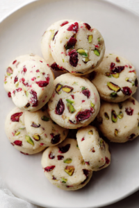 Cranberry pistachio shortbread cookies