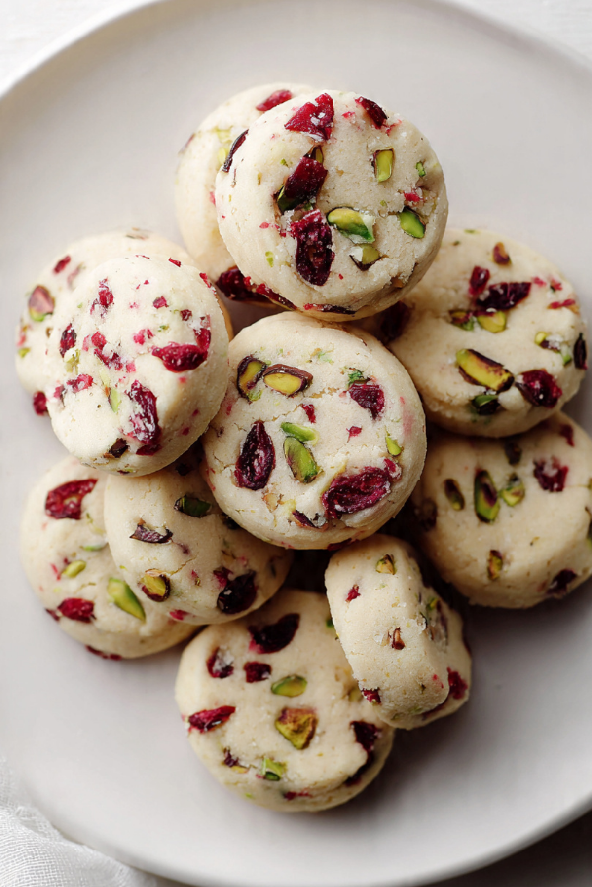 Cranberry pistachio shortbread cookies