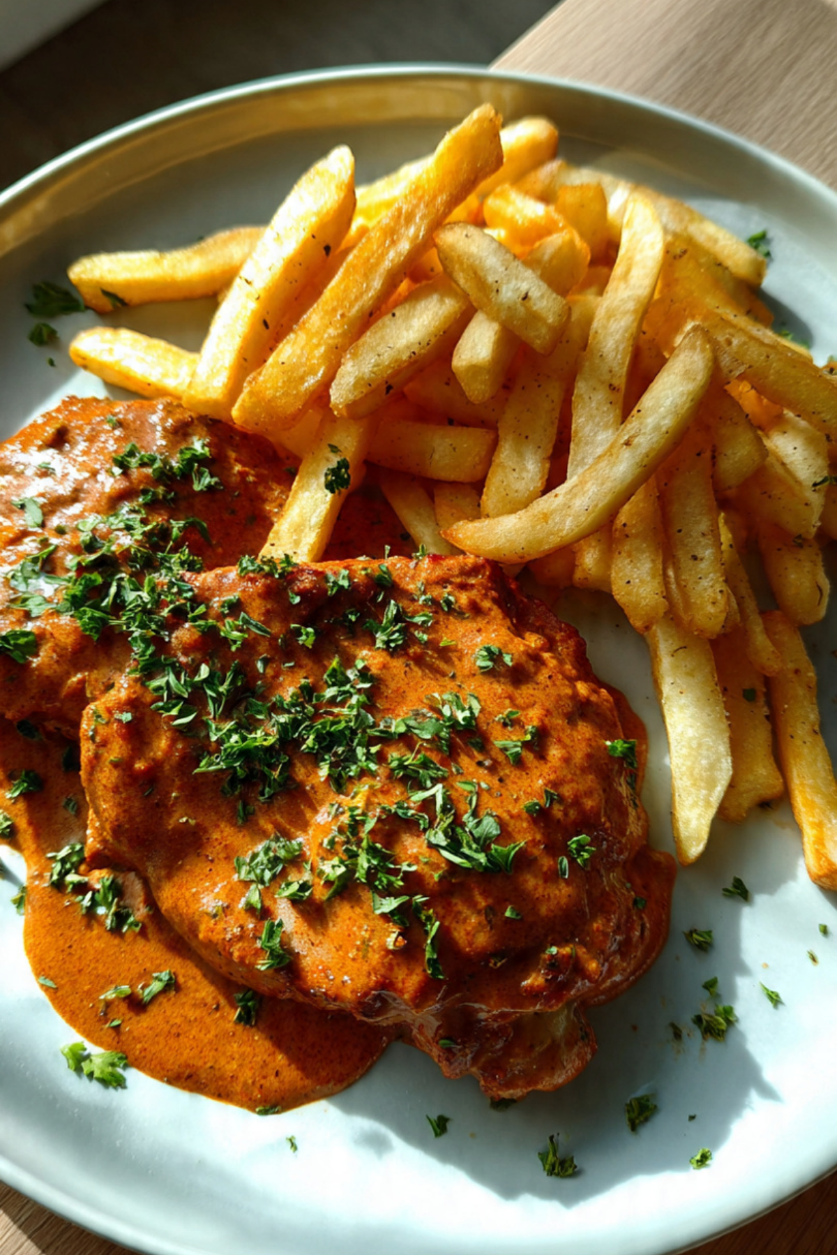 Creamy Paprika Chicken with Golden Fries