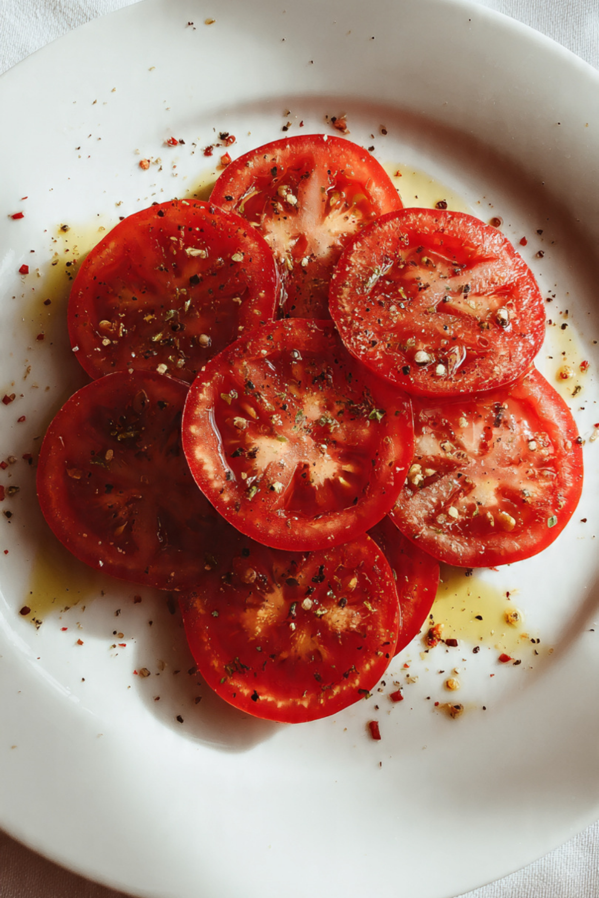 Sliced Tomato with Salt & Pepper