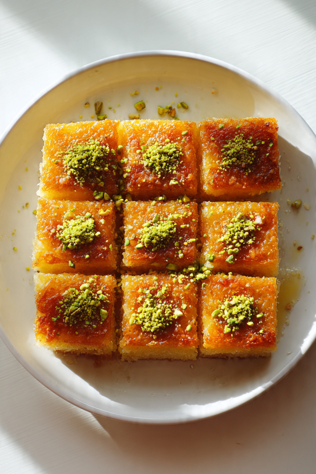 Coconut Basbousa with Pistachio