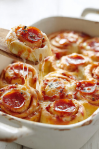 Pepperoni pizza scrolls