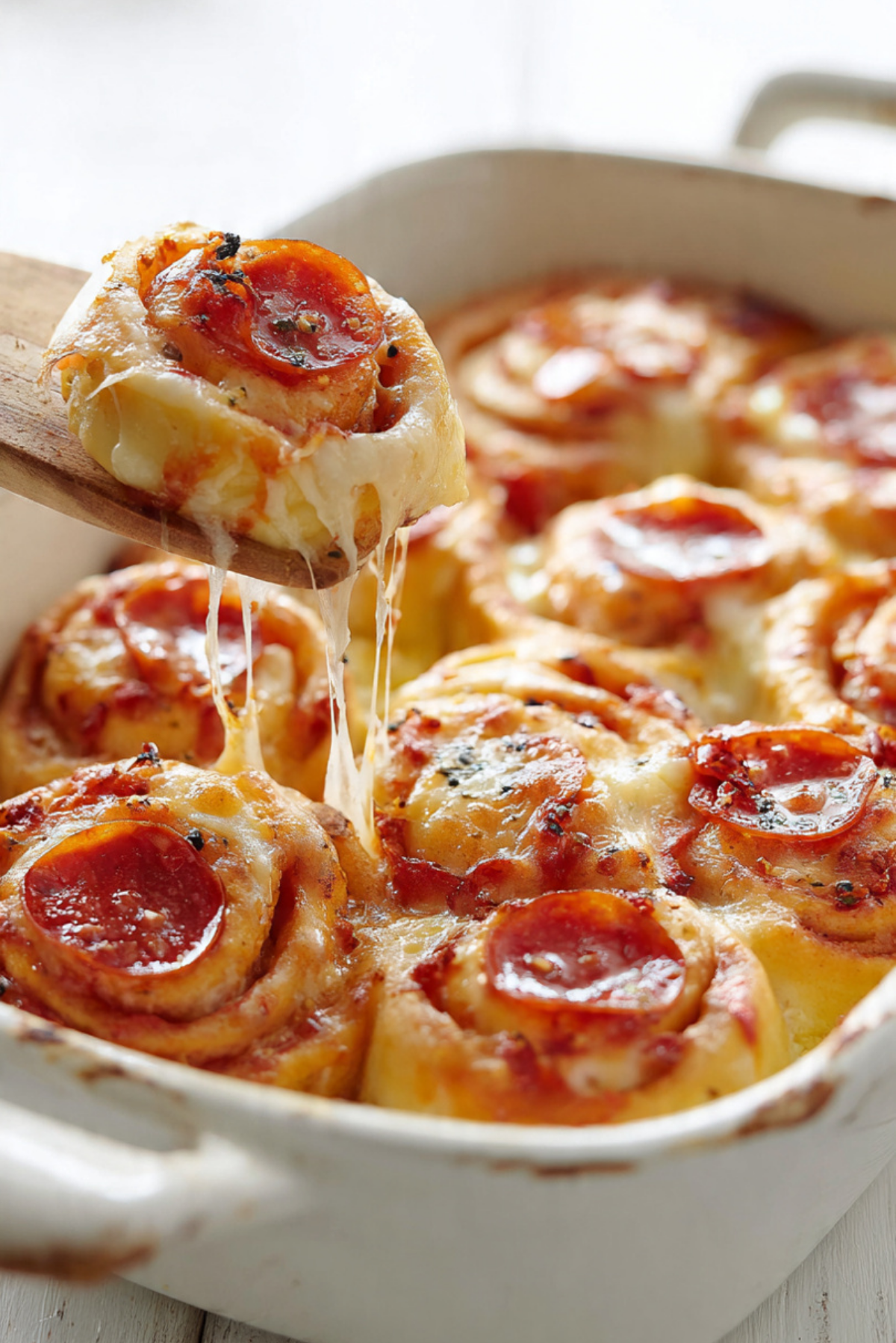 Pepperoni pizza scrolls