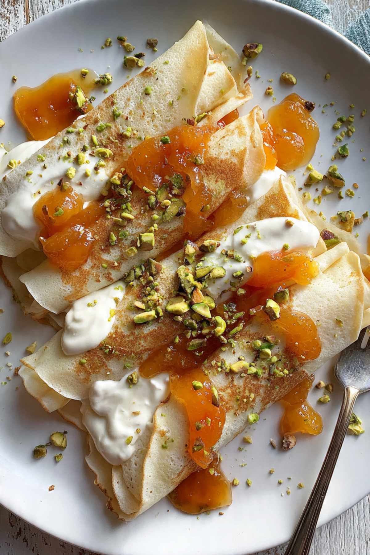 Whipped Mascarpone and Apricot Crepes