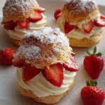 Strawberry & white chocolate choux buns