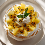 Vanilla pavlova with pineapple & passion fruit