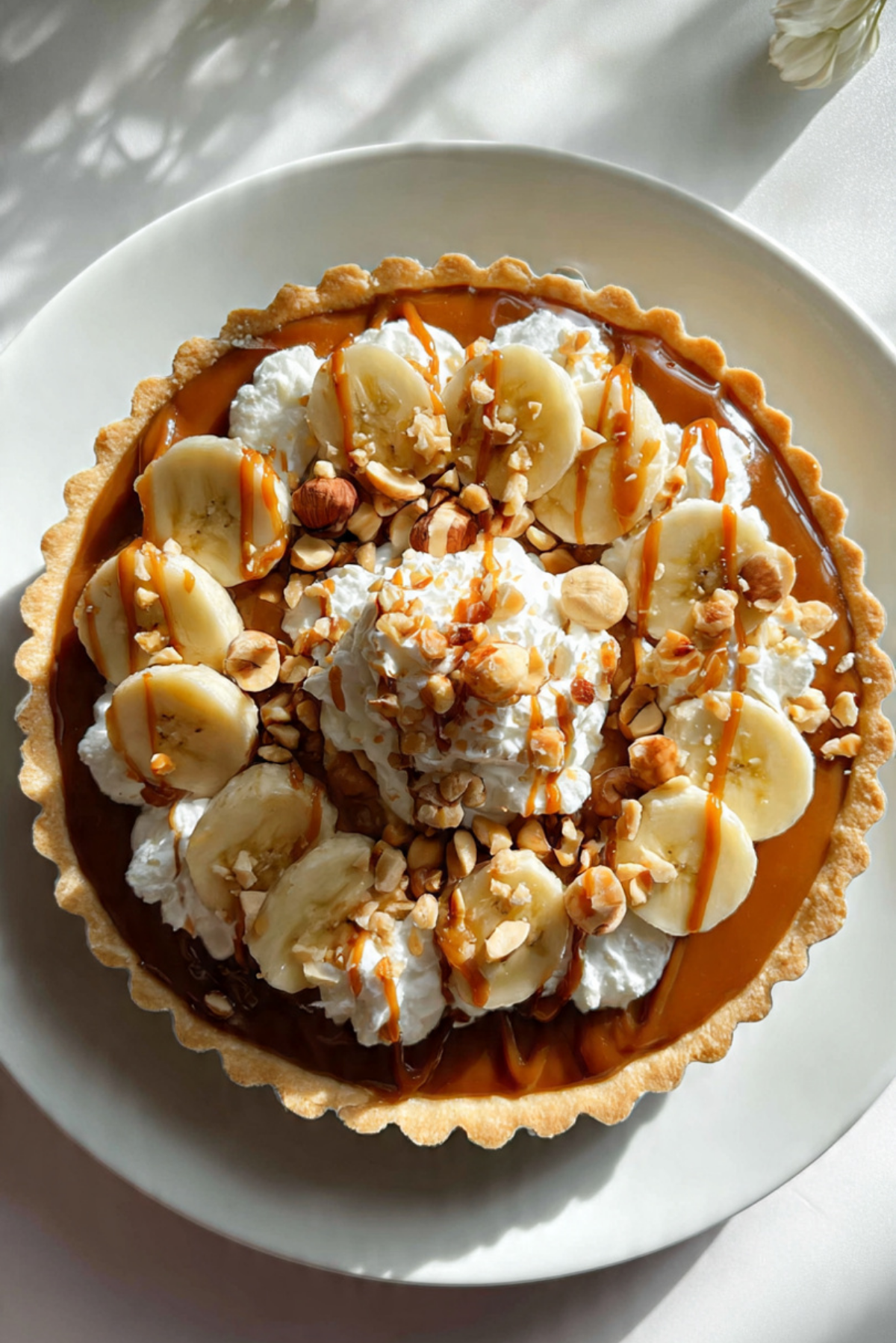 Salted caramel & hazelnut banoffee pie