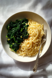 50-50 Buttered Noodles and Greens