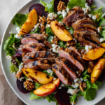 Smoked duck & grilled peach salad