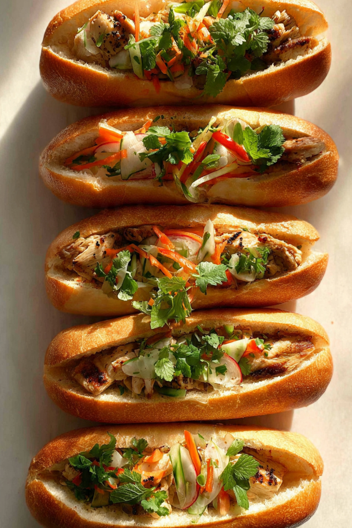 Vietnamese chicken baguettes (Bhan Mi)