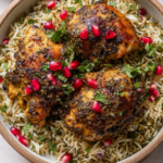 Crispy za’atar chicken pilaf with pomegranate